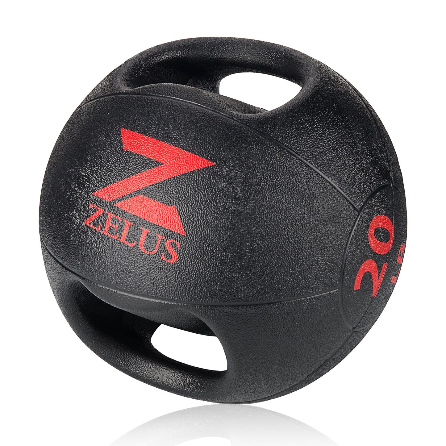 ZELUS Medicine Ball with Dual Grip| 20lb Exercise Ball |Weight Ball with Handles| Textured Grip Exercise Ball |Strength Training| Core Workouts