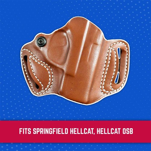 DeSantis Thumb Break Mini Slide Holster - Leather Holsters for Pistols, OWB Holster, Leather Pistol Holster, Adjustable, Compatible with Springfield Hellcat, Hellcat OSB - Right Hand Draw, Tan