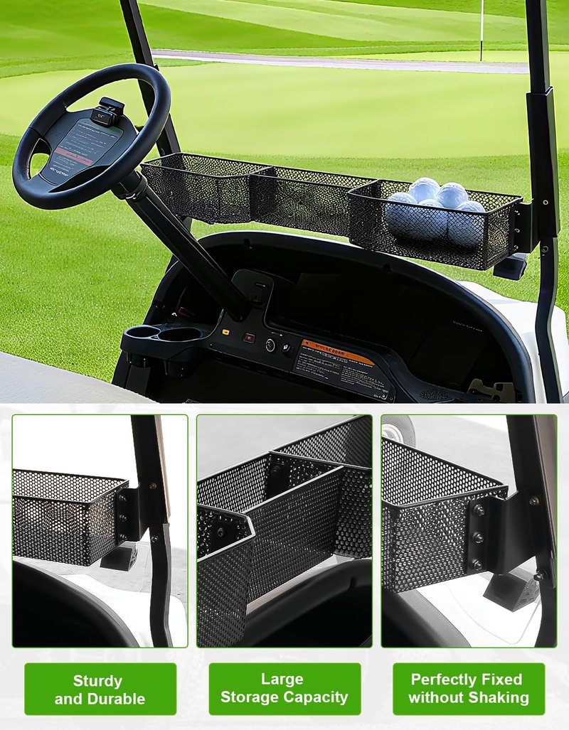 CYOOYC Golf Cart Front Inner Basket for EZGO TXT RVX VALOR Yamaha G29 Drive2 G16-G22 Club Car DS Tempo Modular Mesh Storage Tray Organizer for Extended Space (Club Car Tempo 2017+)
