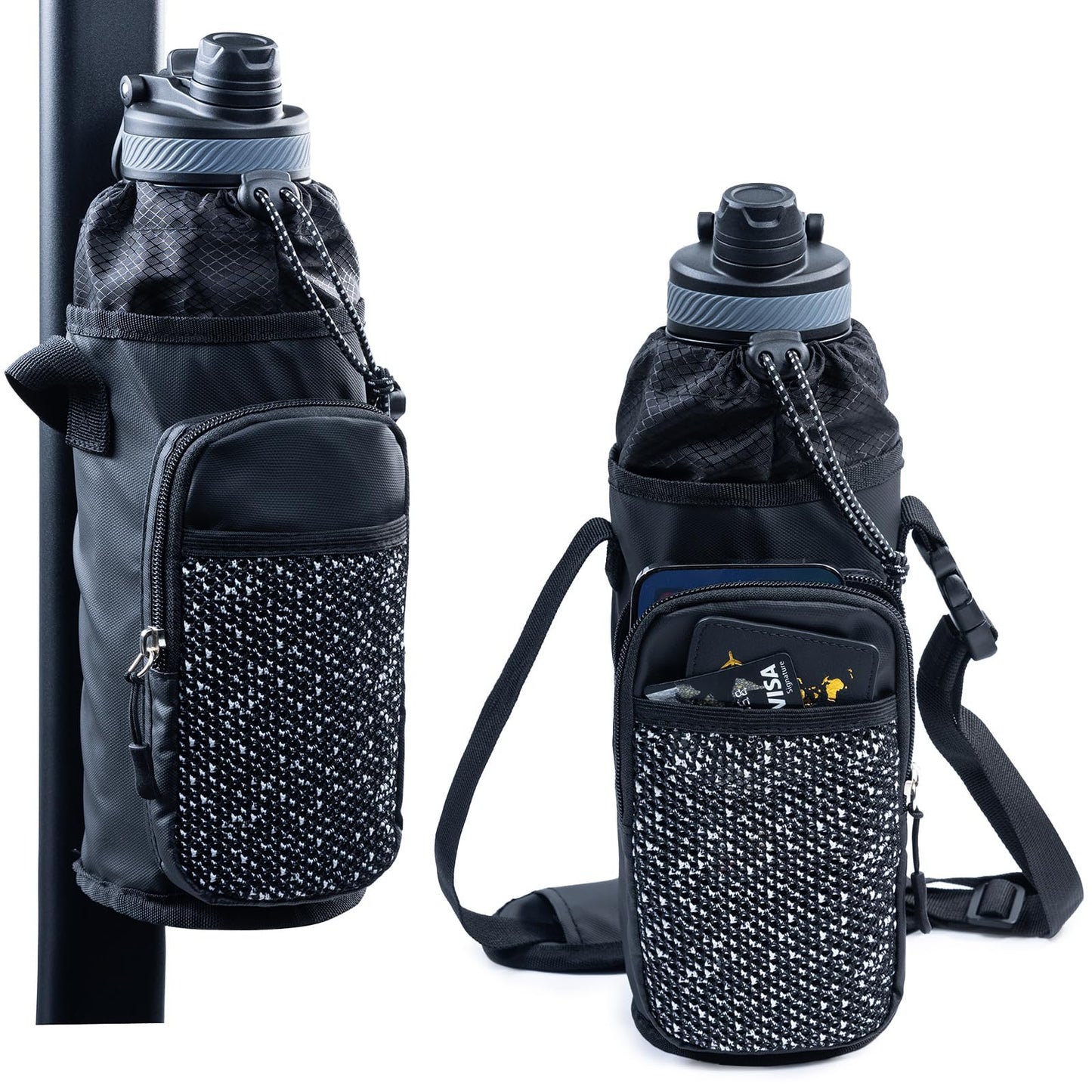 SPORJET Magnetic Gym Bottle Bag - Magnetic Phone Holder - Bottle Sling Bag Essentials