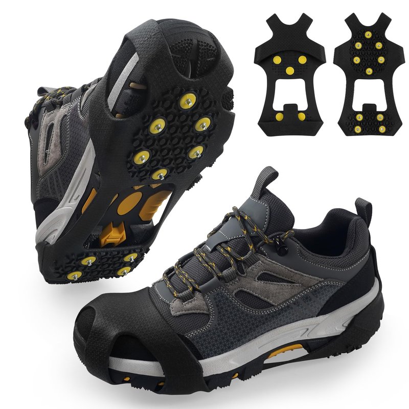 2 Pairs Crampon Ice Cleat Ice Snow Grips Over Shoe Boots Traction Cleats Crampons for Walking on Ice&Snow Anti Slip Cleat Fasten Quickly Easily Over Footwear (Medium【Women(6-8)/Men(4.5-6.5)】)