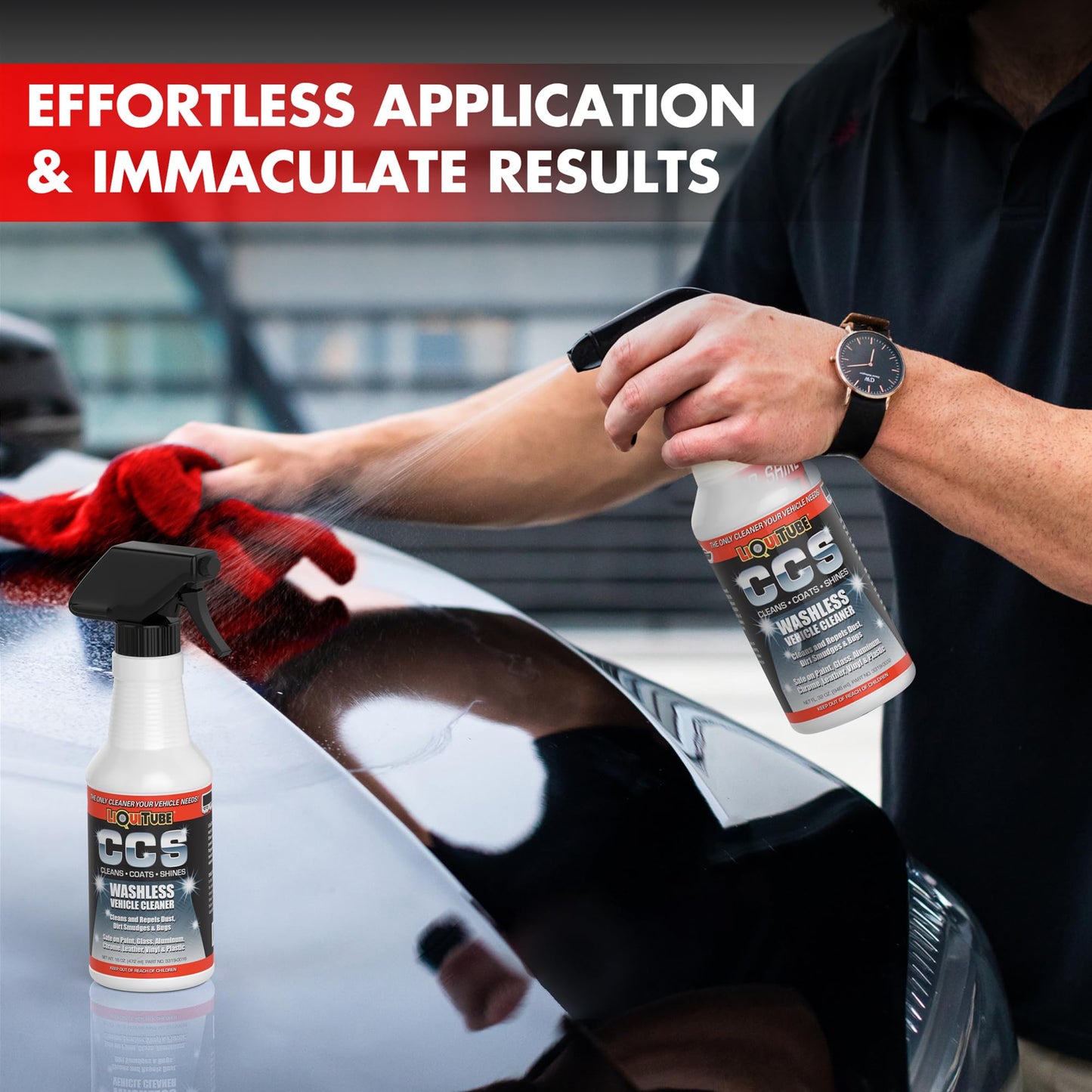 LiQuiTube CCS Multi Surface Cleaner - Bug Remover for Motorcycles, Cars, Trucks, RVs, Boats - Polymer Chain Clear Coat Ceramic Alternative - Top Coat Shine and Protection Technology (16 oz)