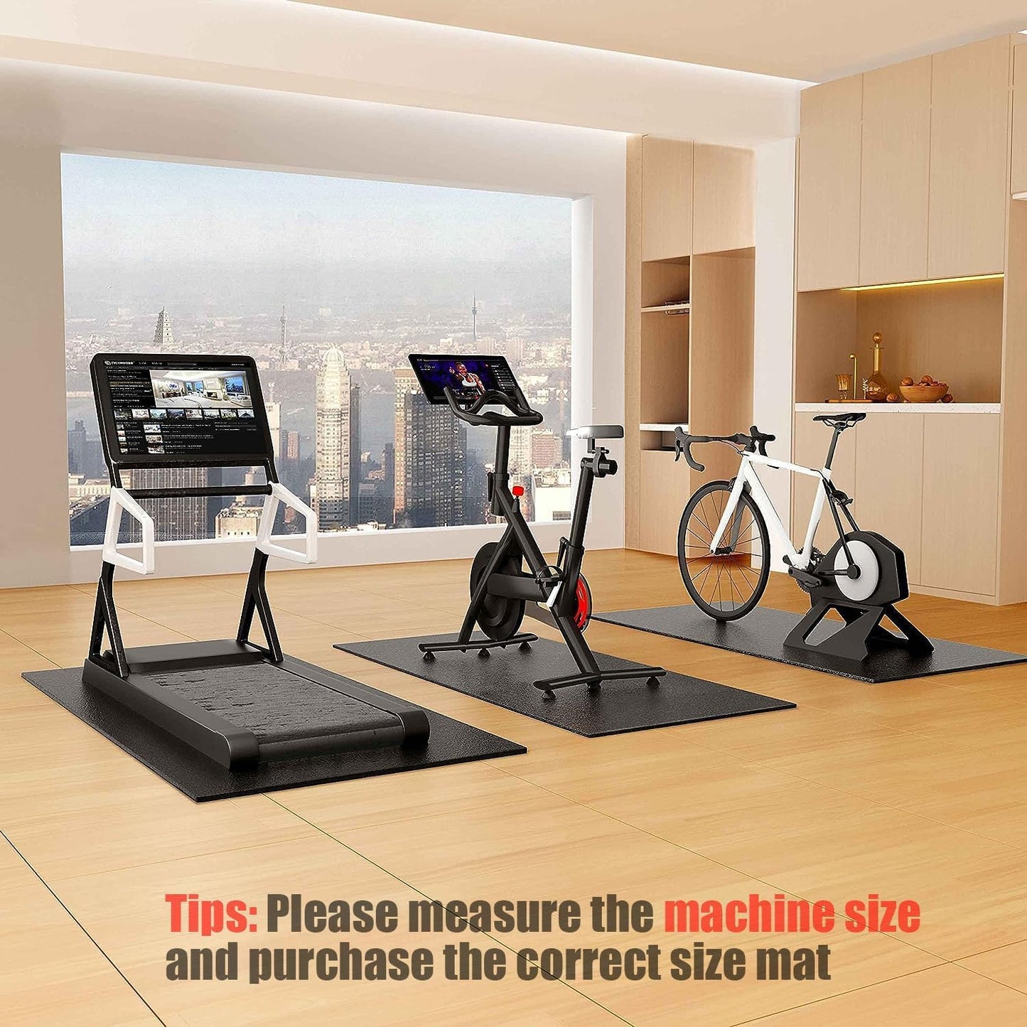 Cycleclub 30" x 76" Bike Mat Compatible with Peloton Bike, 6mm Thick, Under Exercise Bike Trainer Mat for Stationary indoor spin bike,Hardwood Floor Carpet