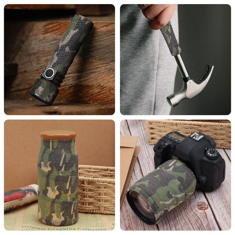 DROK 10 Roll Camo Grip Tape, 2.95in x 14.76ft Adhesive Stretch Cohesive Camo Tape for Outdoor Athletic Sports Bicycle Hockey Skateboard Scooter Bat, 4.92Yard Waterproof Protective Bandage Cover