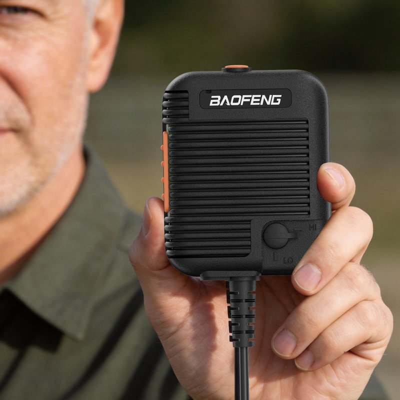 BAOFENG UV-5R Tactical Speaker Microphone Volume Adjustable Handheld for GMRS 5RM Ham Radio DM-32 UV-17H GPS Walkie Talkie (Black)