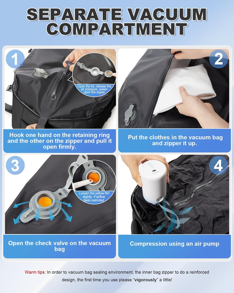 winspansy Small Travel Backpack Storage Vacuum Compression Bags with Pump for Travel Storage Carry on Business Day Vacpack Backpack for Women Men with Vacuum College Bag Dark Green