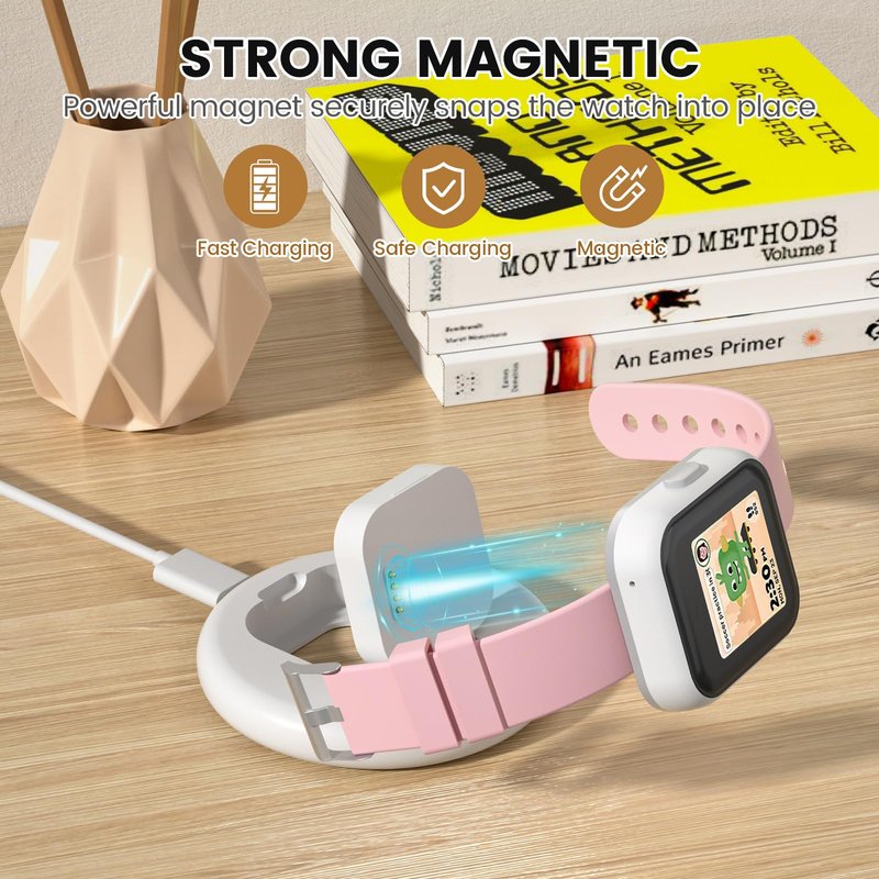 Compatible with SyncUP Kids Watch Charger Stand Dock, Portable & Foldable Magnetic Charger with 3.3 Feet Charging Cord for T-Mobile Sync UP 1 (NOT for Sync UP Kids Watch 2) (Foldable White)