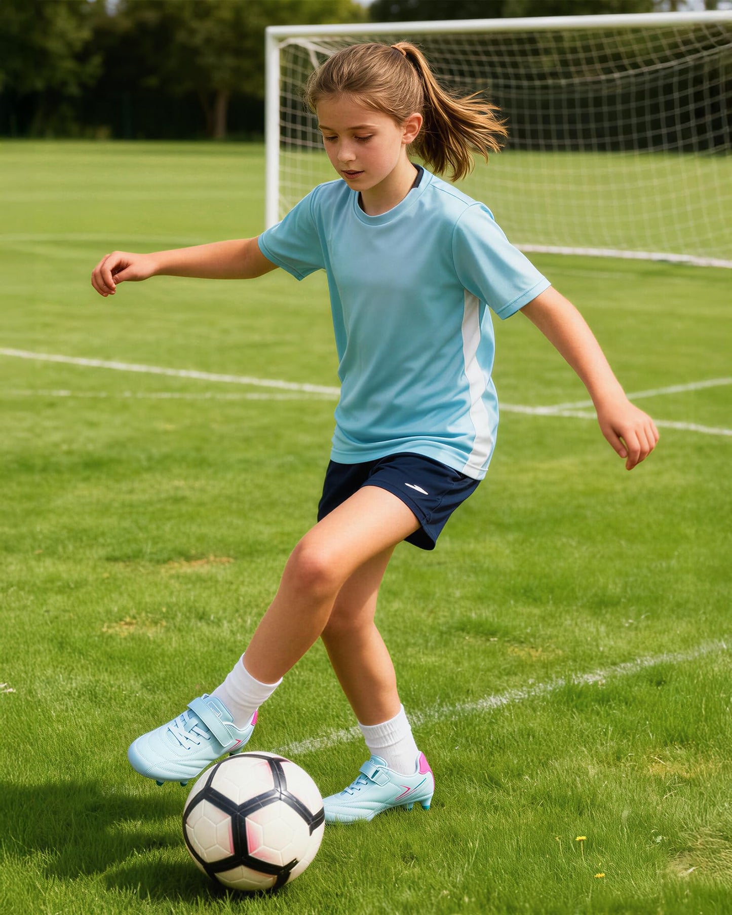 Stelle Girls Soccer Cleats for Kids Training Matches Outdoor Play(AQ,3ML)