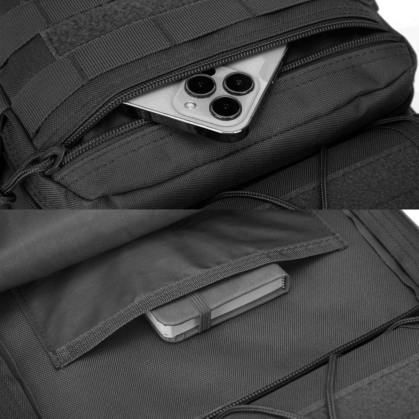 VTACOUTV Tactical Sling Bag Backpack, Military Rover Shoulder Pack, EDC Molle Assault Range Bag for Men Ambidextrous(Black)