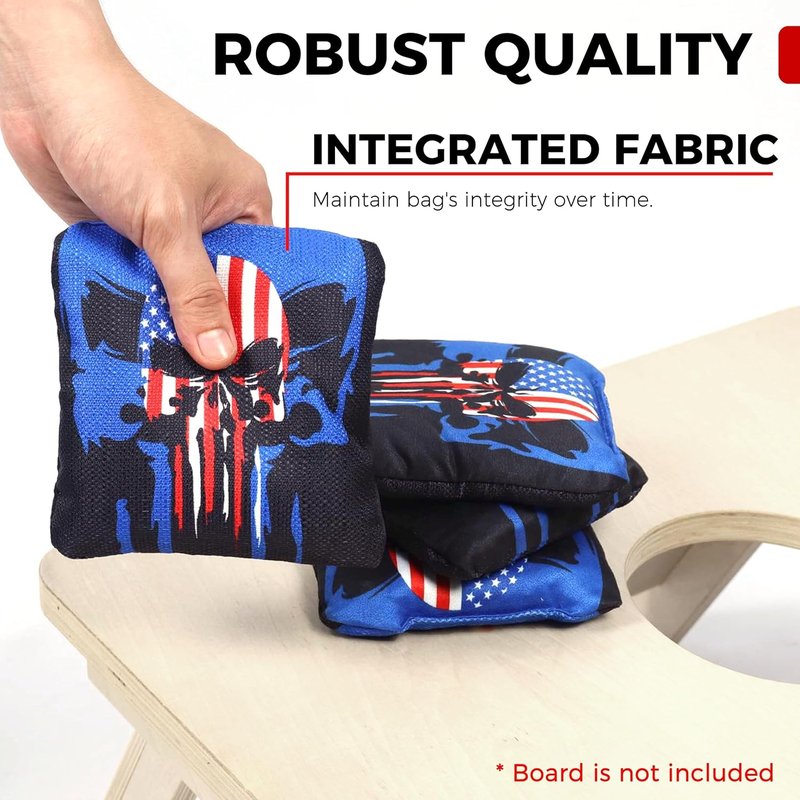 Professional Cornhole Bags Set of 8 - Regulation 6”x6”, Dual-Sided Slick & Stick | Quad-Stitched Durability