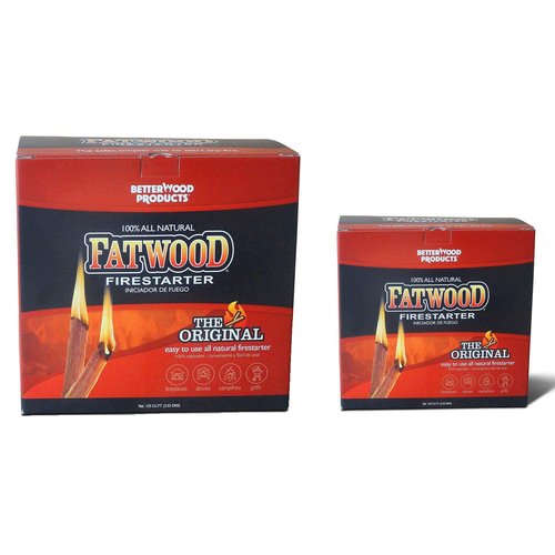 BetterWood Products 5 Pound and 10 Pound Fatwood Natural Pine Fire Starter Pack Non-Toxic Water Repellent Set for Campire, BBQ, or Pellet Stove