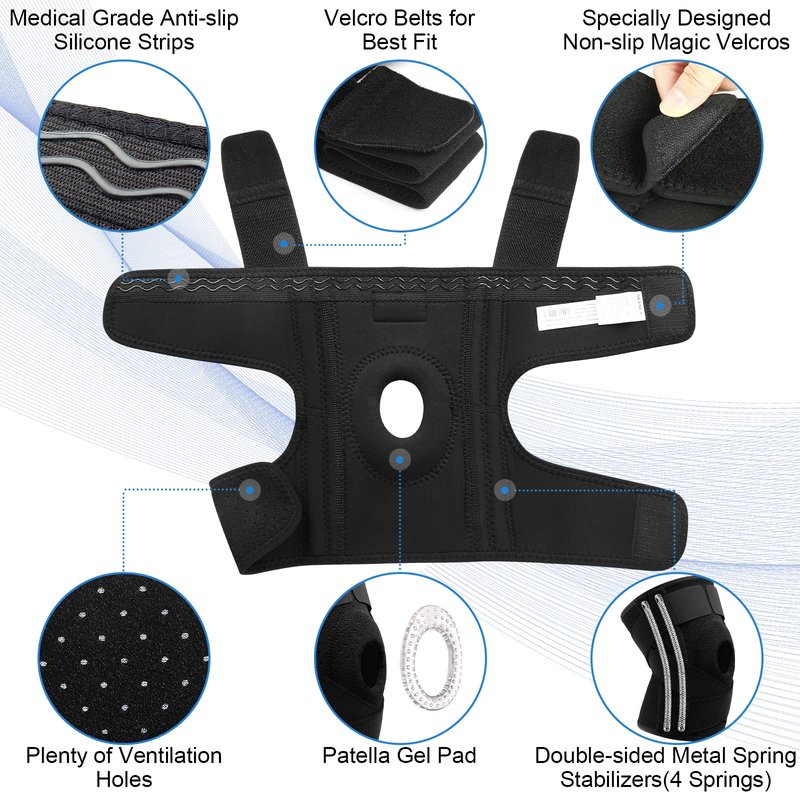 NEENCA Knee Brace for Knee Pain, Adjustable Knee Support with Patella Gel Pad & Side Spring Stabilizers, Knee Wrap for Arthritis, Meniscus Tear, ACL, Knee Pain Relief, Runner, Sport