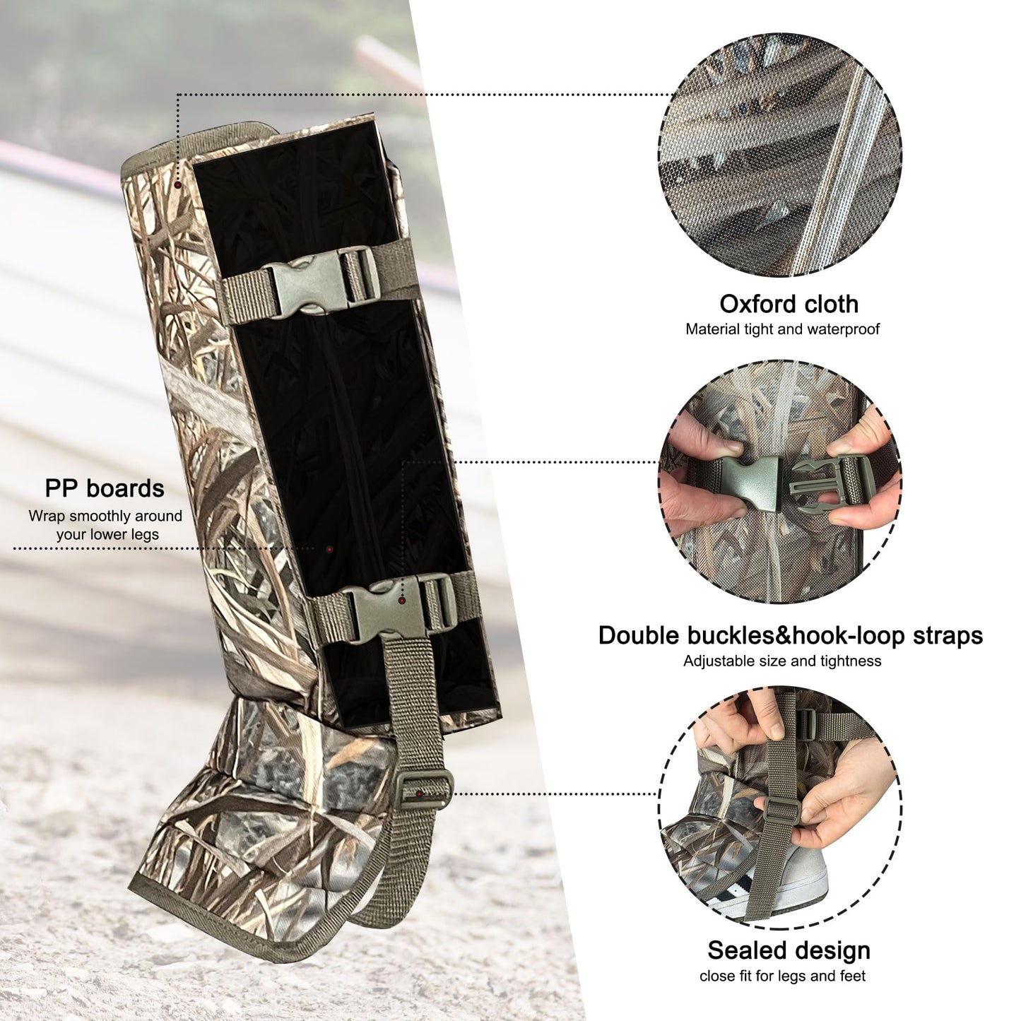 MYDAYS OUTDOOR Snake Gaiters for Hunitng,Snake Guards for Legs Men,Snake Proof Boots Women Men,Snake Chaps,Snake Bite Protection for Lower Leg (Camo Green)