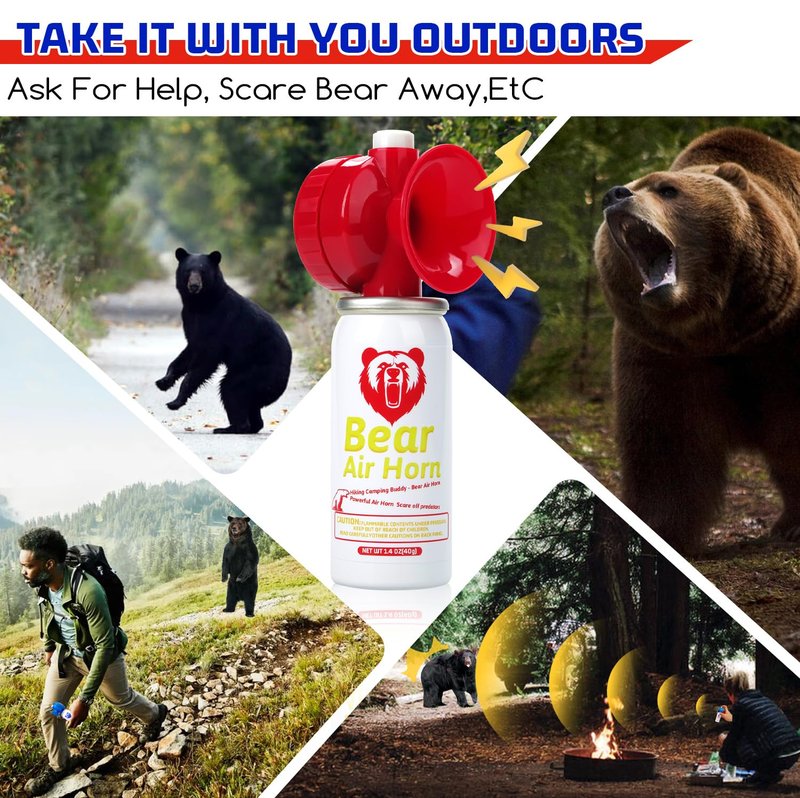 1.4oz Bear Horn for Self Defense, 123dB Loud Mini Air Horn, Audible Up to 1/2 Mile, Safety Air Horn for Hiking,Camping and Outdoor Protection (Red 2pcs)