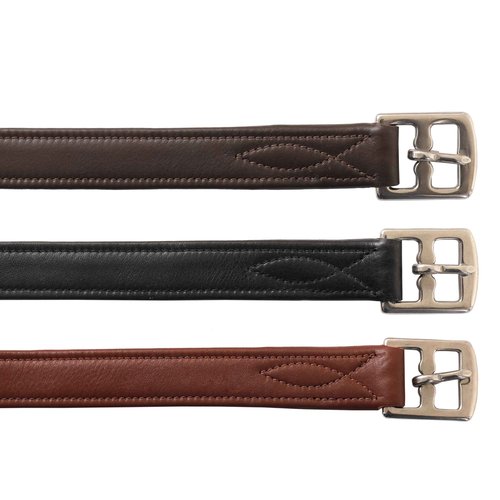 Exion FlexiStrong Stirrup Leathers for English Saddles – 1" Premium Calfskin with Nylon Core – Numbered Holes, Stainless Steel Buckles – Black/Brown – Horse Riding Gear (48"/120cm to 62"/155cm)