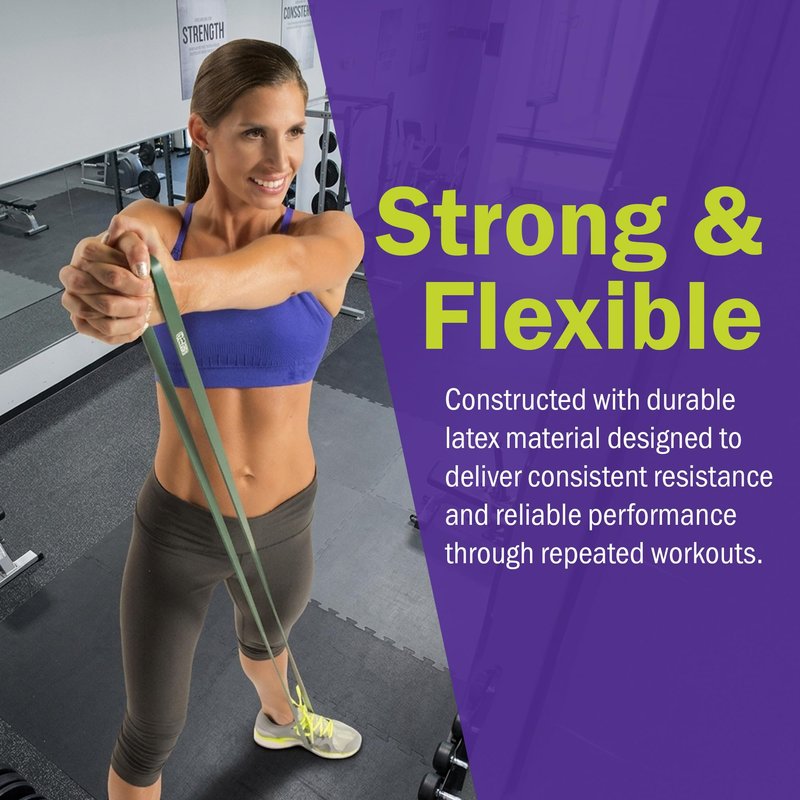 GoFit Pro Super Band 30-50lbs Durable Resistance Bands for Strength Training, Pilates, Stretching, Home Workouts, and Full-Body Exercise, Green