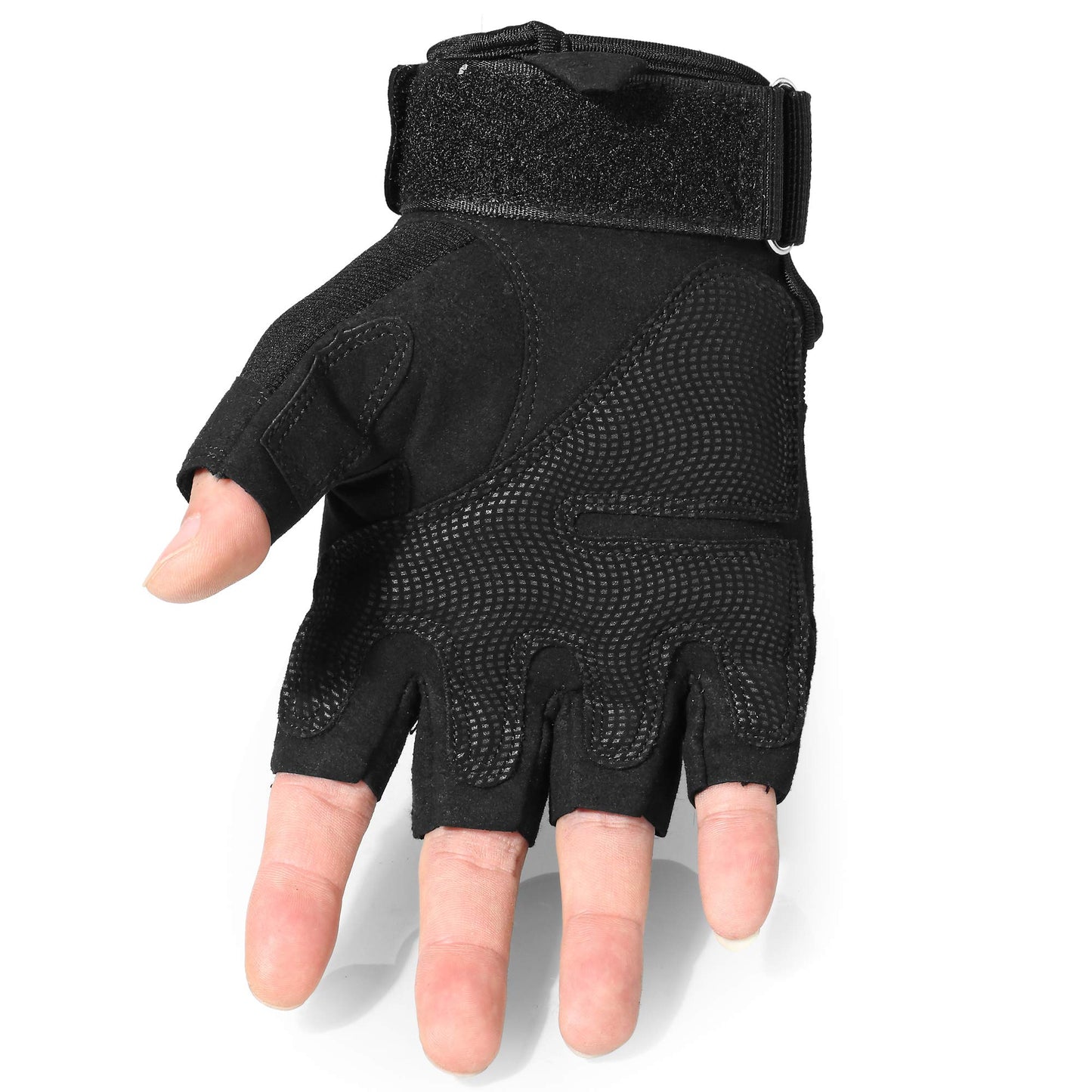 WTACTFUL Tactical Gloves Fingerless Half Finger Gloves for Driving Paintball Airsoft Riding Motorcycle Motorbike Hunting Cycling Work Men Women Size Large Black