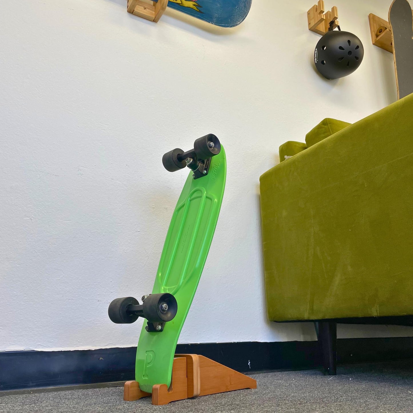 COR Surf Skateboard Floor Stand | Premium Bamboo Skateboard Display Holder | No More Tripping Over Boards