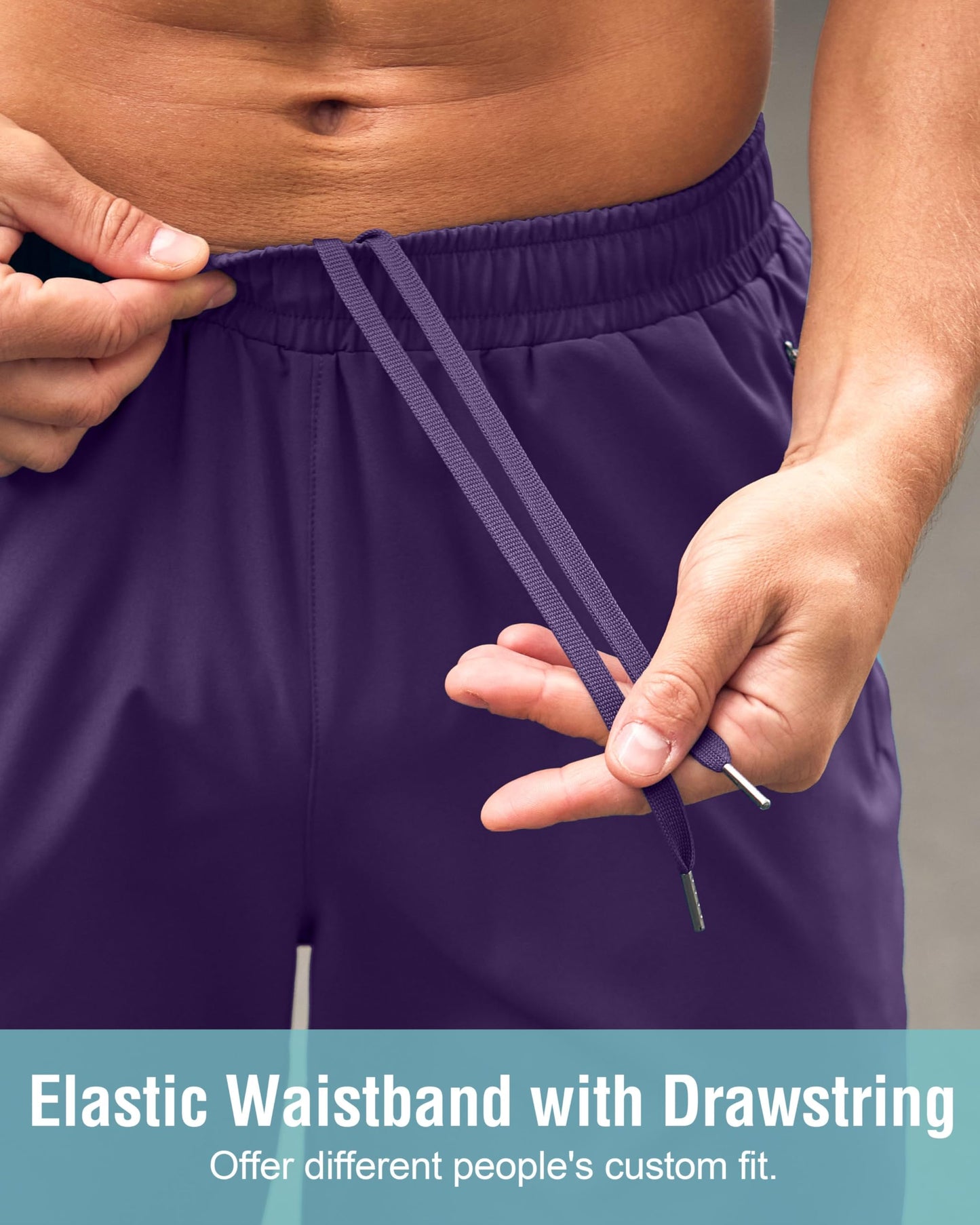 Men's Athletic Running Shorts with Zipper Pockets Quick Dry 7"/ 5"/ 9" Workout Gym Shorts for Basketball Hiking(Purple,7XXL)