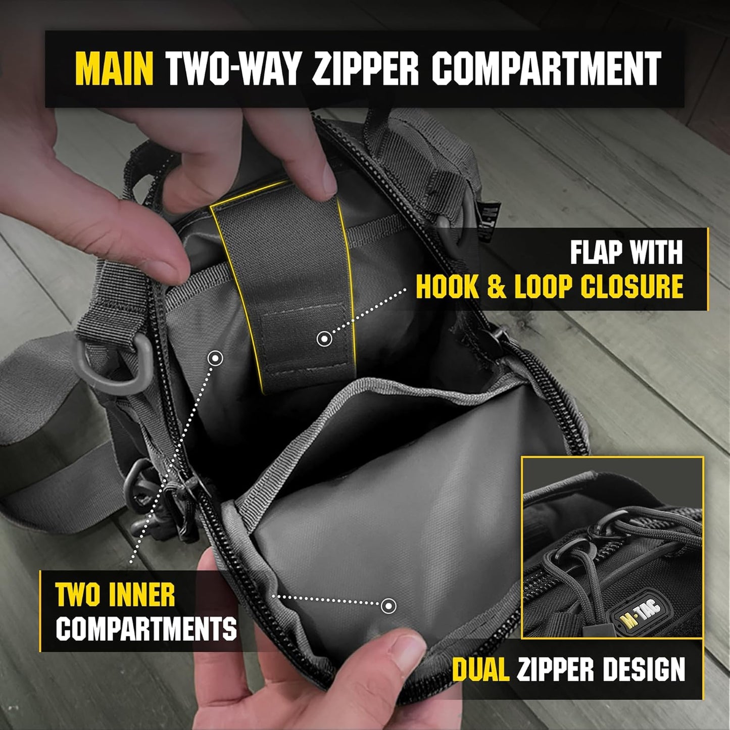 Tactical Crossbody Sling Bag for Men - Black Military EDC Backpack | Versatile Travel Chest Pack with Carabiner