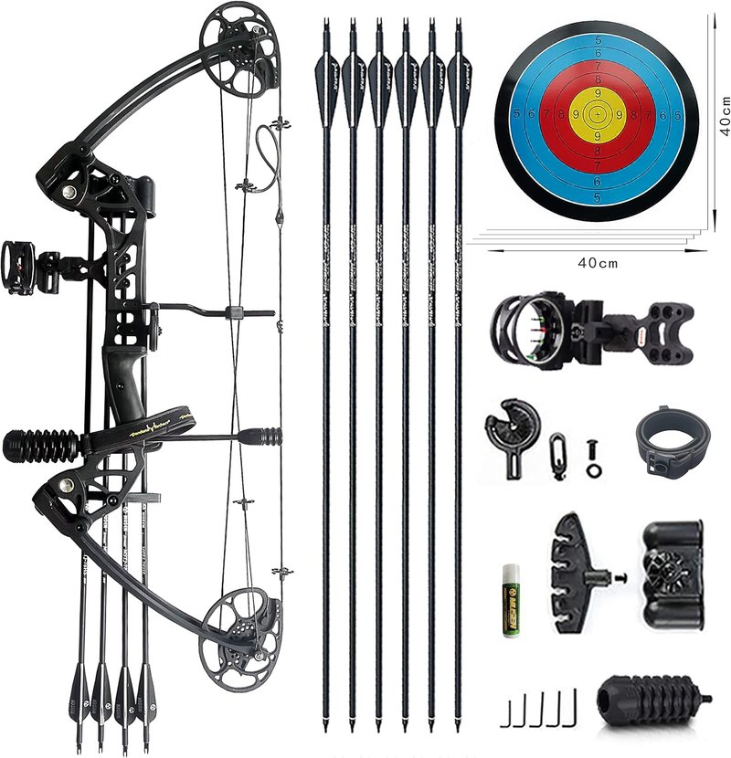Compound Bow 0-70 Lbs Adjustable Draw Weight | Beginner & Intermediate Archers, 19.25"-31", IBO 320 fps, Complete Hunting Kit