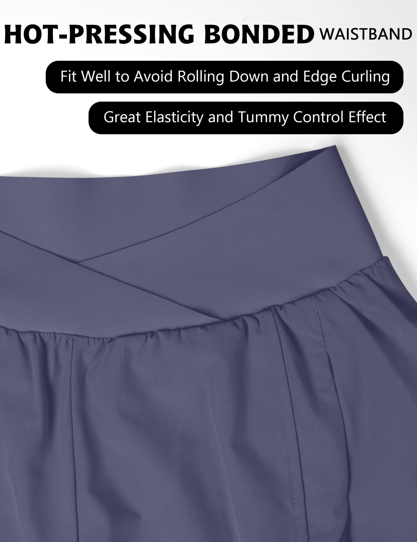 Blooming Jelly Women's Workout Shorts Athletic Running Cross V Cut Waist Work Out Preppy Shorts with Zipper Pockets (Bluish Grey,X-Large)