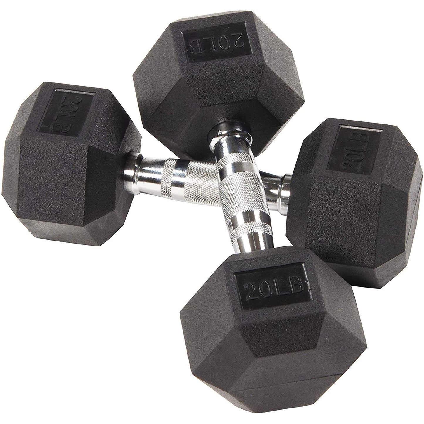 BalanceFrom Rubber Encased Hex Dumbbell in Pairs or Singles, Black