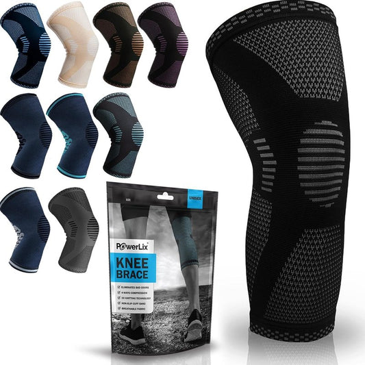 Knee Compression Sleeve - Ultimate Support for Running, Basketball & Weightlifting | Black, Large