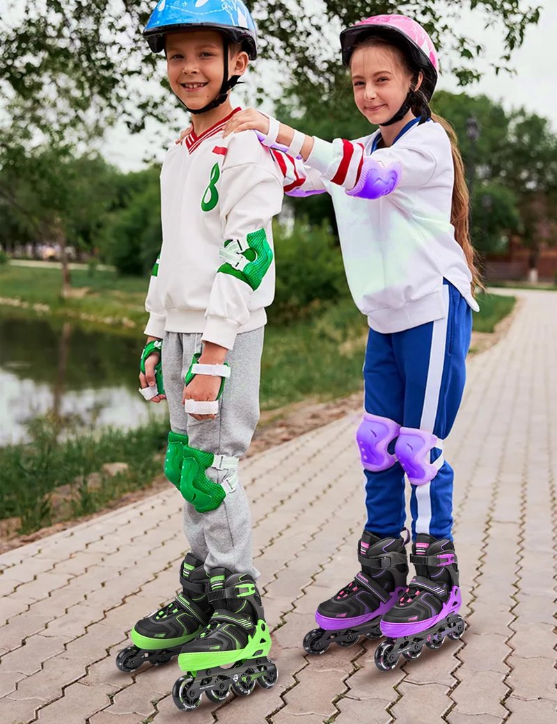 Kuxuan Skates Adjustable Inline Skates for Women Men, Kids Roller Skates Ages 4-12 with Light Up Wheels, Teen Skates for Beginner Girl Boy