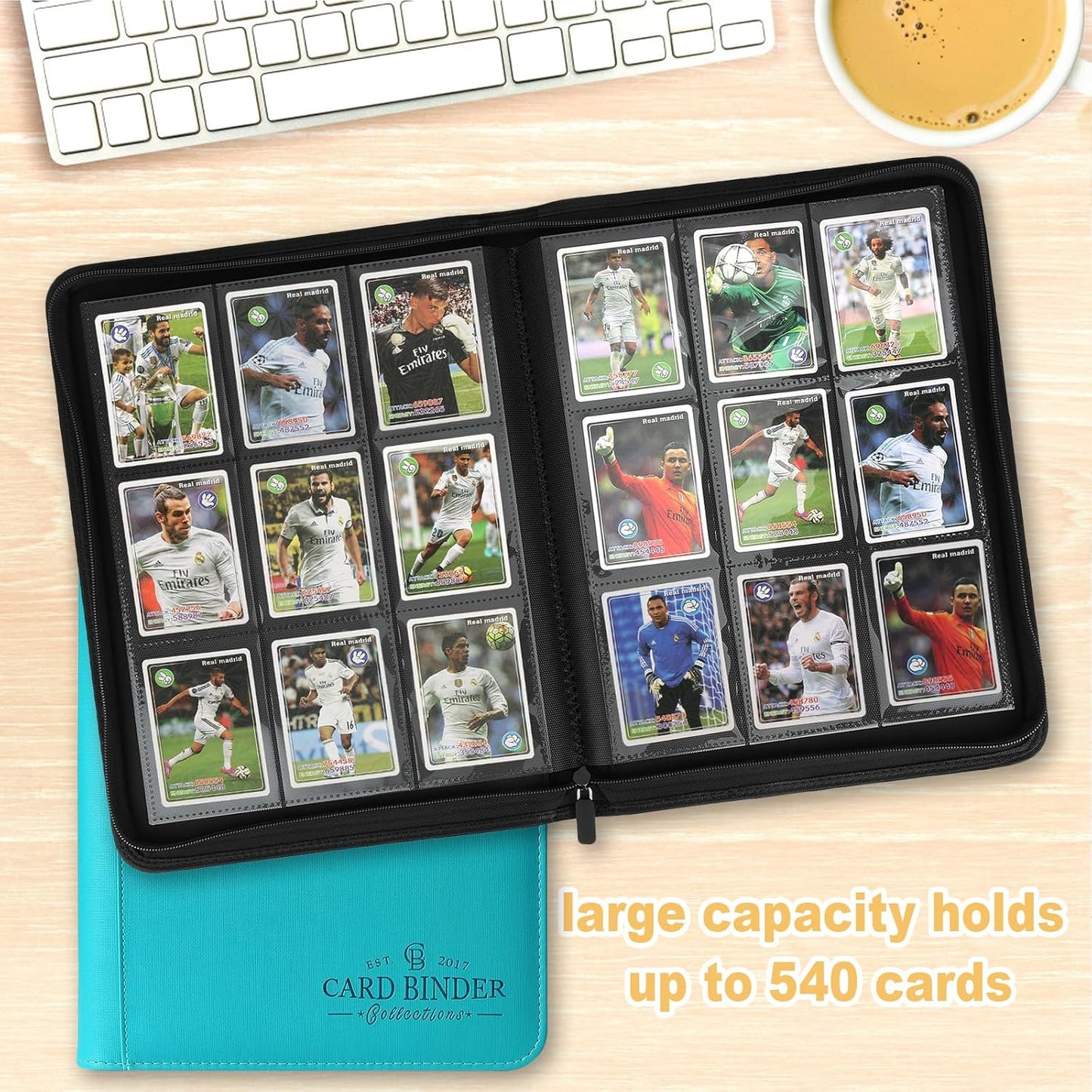 9 Pocket Card Binder - Premium Zip Trading Card Album for MTG, TCG & Sports Cards | 540 Double-Sided PU Pockets