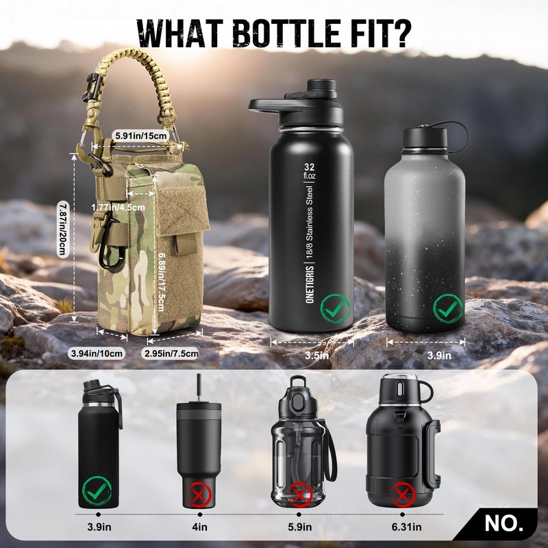 OneTigris Tactical Molle Pouch for 32 oz Insulated Water Bottle Holder