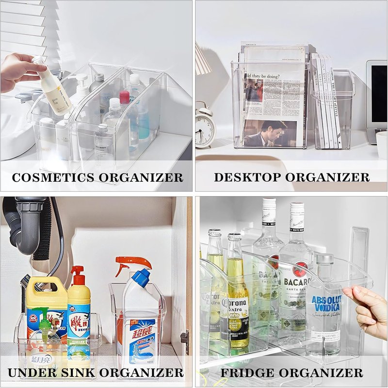 Rolling Under Sink Drawers - 2-Pack Clear Plastic Organizers with Handles & Wheels | Ideal for Kitchen & Pantry Storage