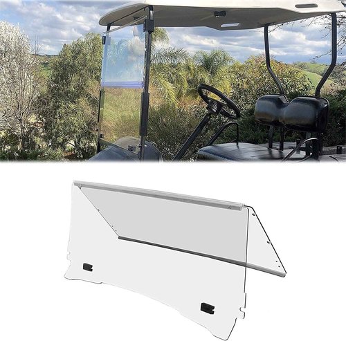 HECASA Clear Golf Cart Windshield Compatible with 1994-2014 EZGO TXT & Medalist Models Folding Down Windshield