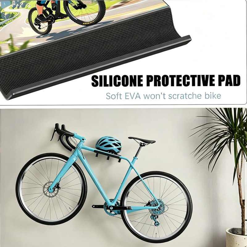 Heavy Duty Bike Wall Mount | Space-Saving Indoor Storage Rack for Road, Mountain & Hybrid Bikes - Holds Up to 66lbs