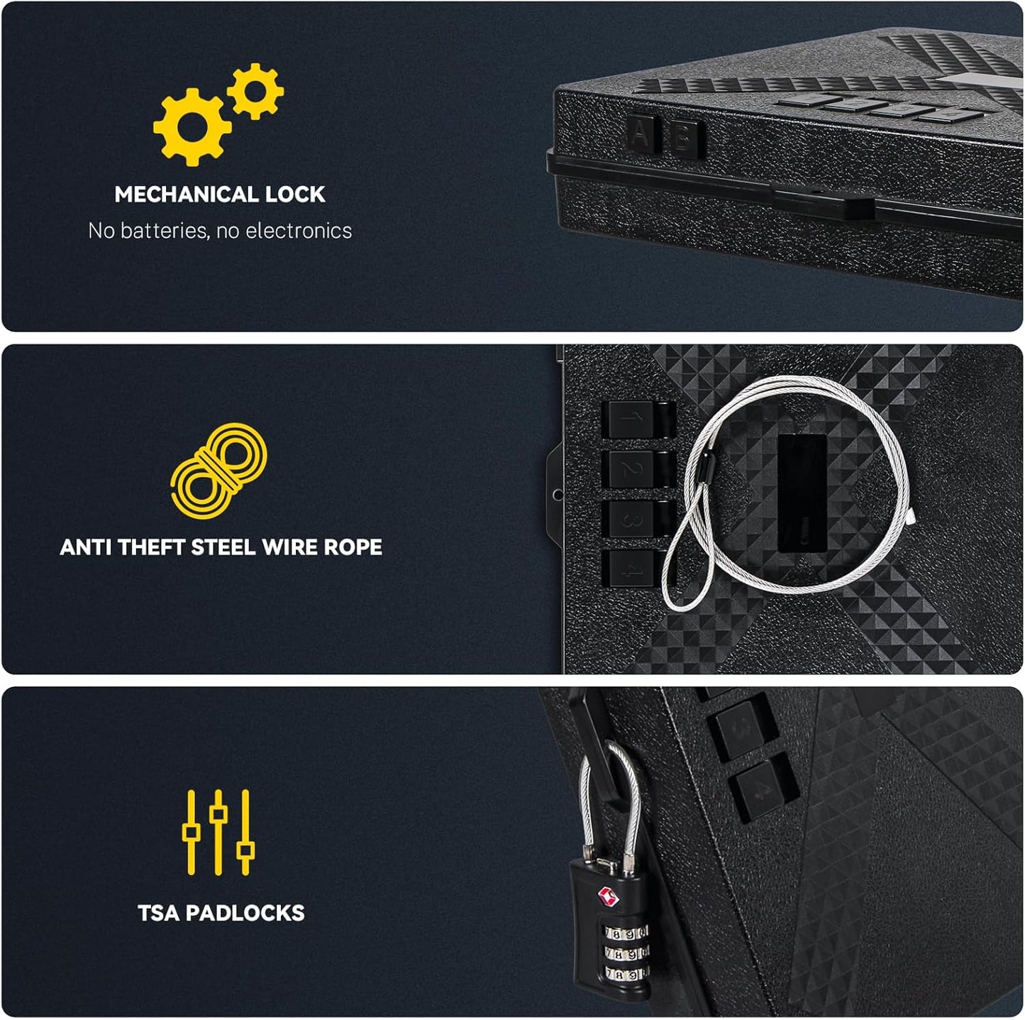 Handgun Safe - Quick Access Mechanical Lock Pistol Safe | Portable Compact Lock Box for Travel, Office, Bedroom