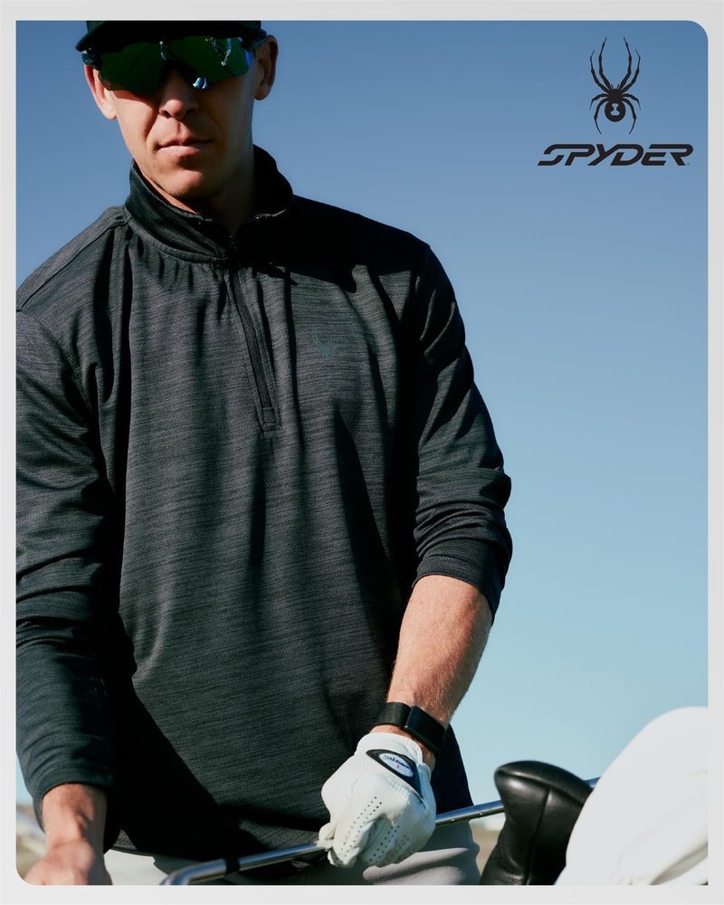 Spyder Mens Quarter Zip Pullover - Quick Dry Athletic Mens Long Sleeve Workout Shirts Lightweight Gym Golf Pullovers, Size Large, Heather Black