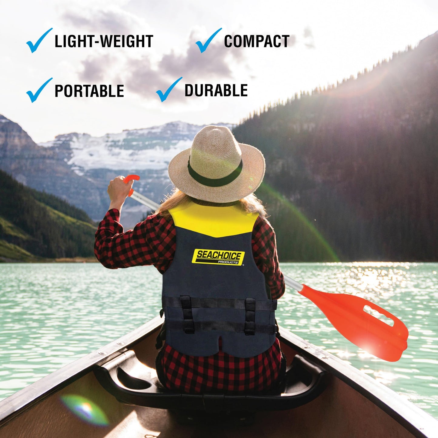 Seachoice Emergency Multi-Purpose Telescoping Boat Hook and Paddle, Orange, 18-31 In.