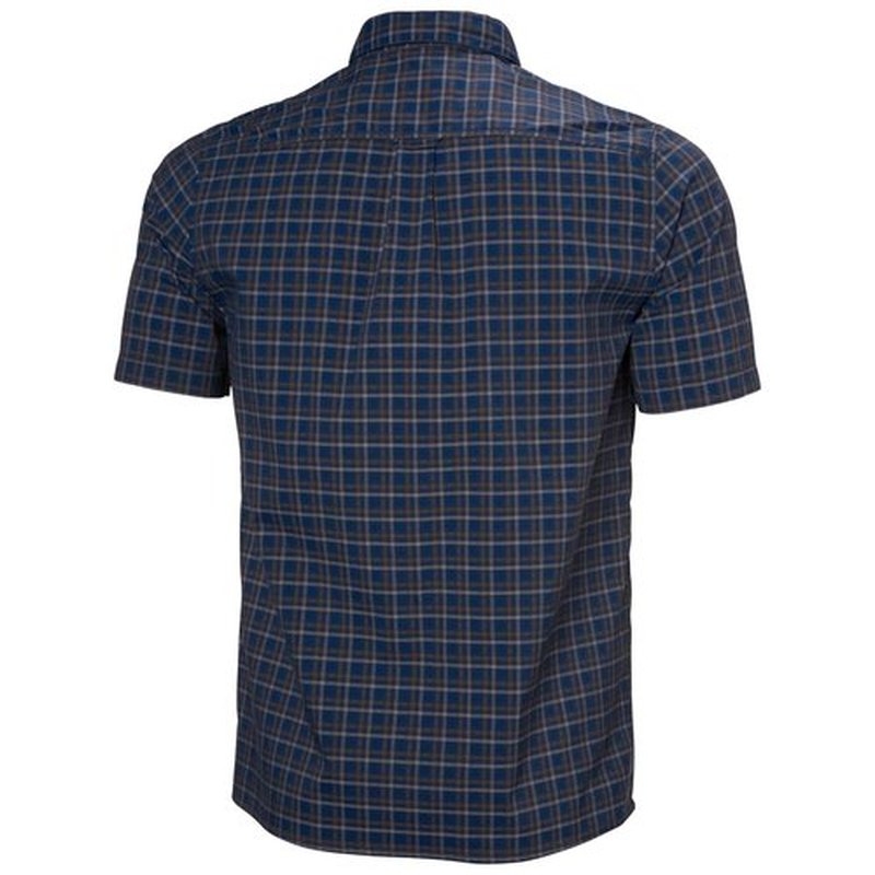 Helly-Hansen Men's Short Sleeve Button Up Shirt, 597 Navy Vika Micro Plaid