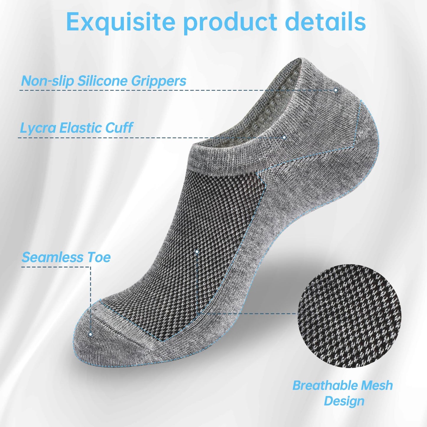 ATBITER No Show Socks Womens Non Slip, 6/12 Pairs Thin Low Cut Invisible Liner Ankle Socks