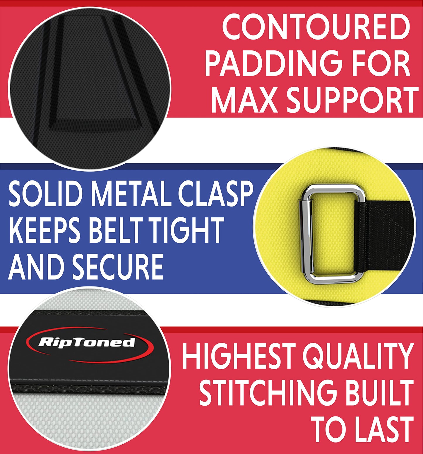 Rip Toned 6in Weightlifting Belt, Powerlifting, Bodybuilding Belt Men & Women, Back Support Weight Lifting (Black, Medium)
