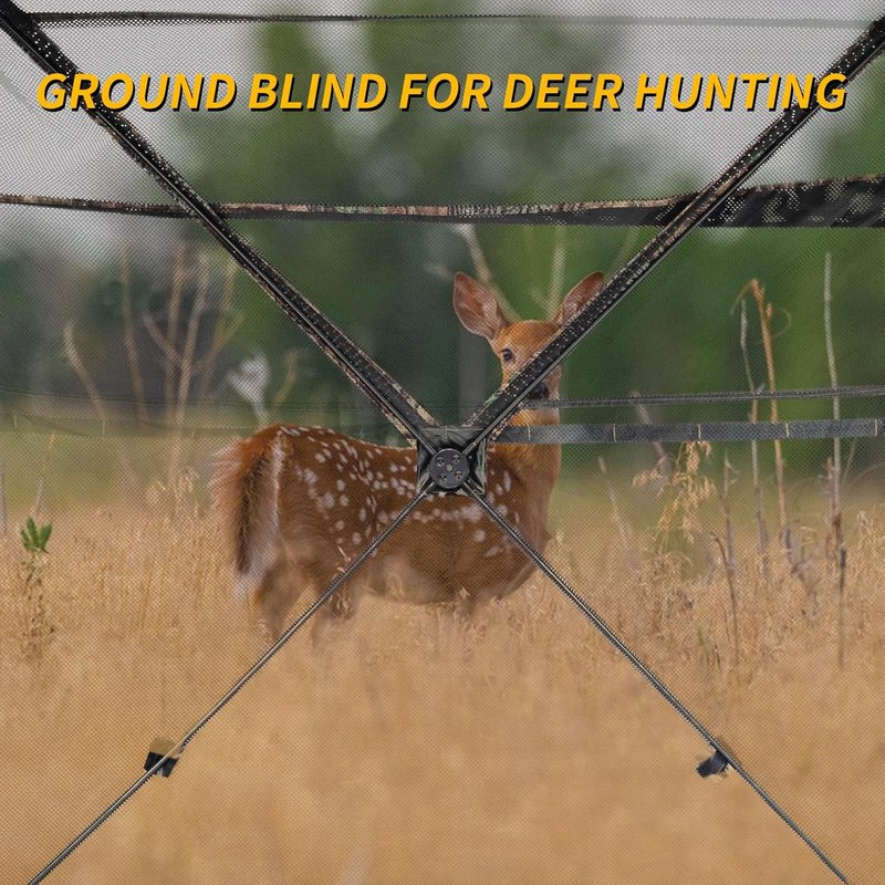 Hunting Blind - 270/360 Degree See-Through Ground Blind with Carrying Bag | Portable Camouflage Tent for 2-4 People