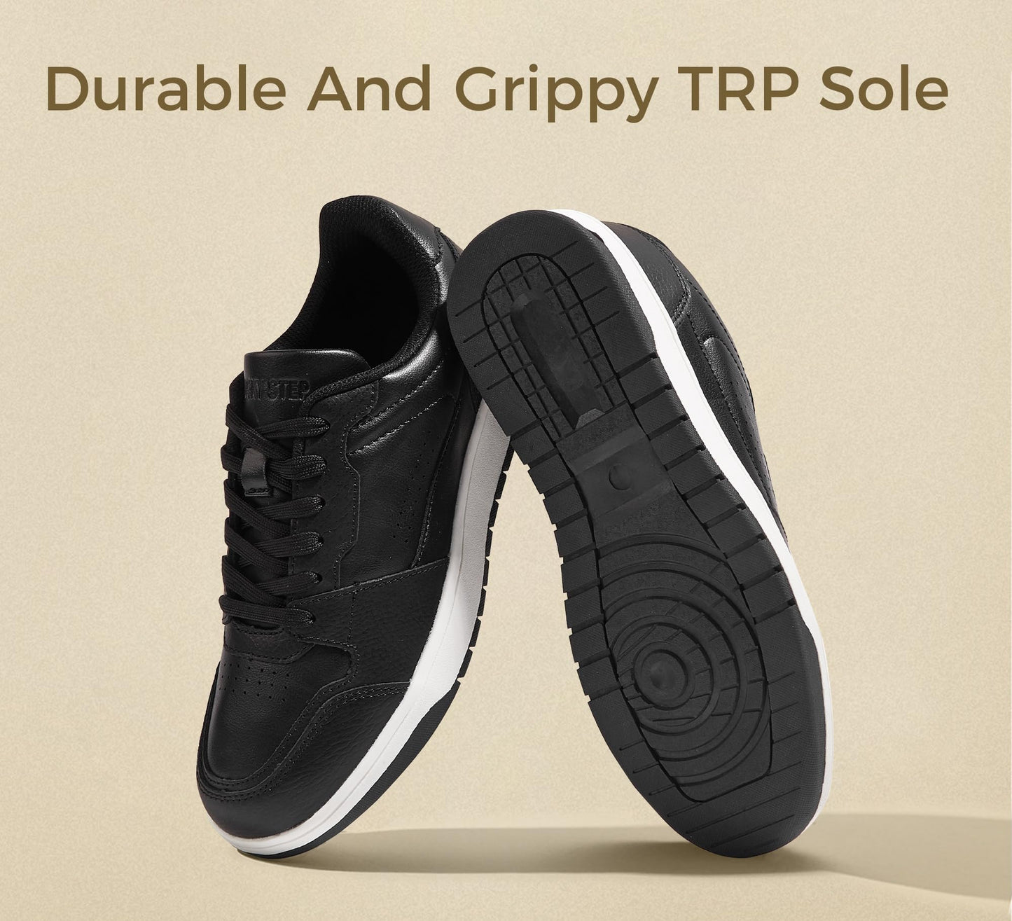 LUCKY STEP Men's Fashion Sneakers Lace Up Casual Low Top Anti-Slip Tennis Skateboard Basketball Walking Shoes(Black,10)