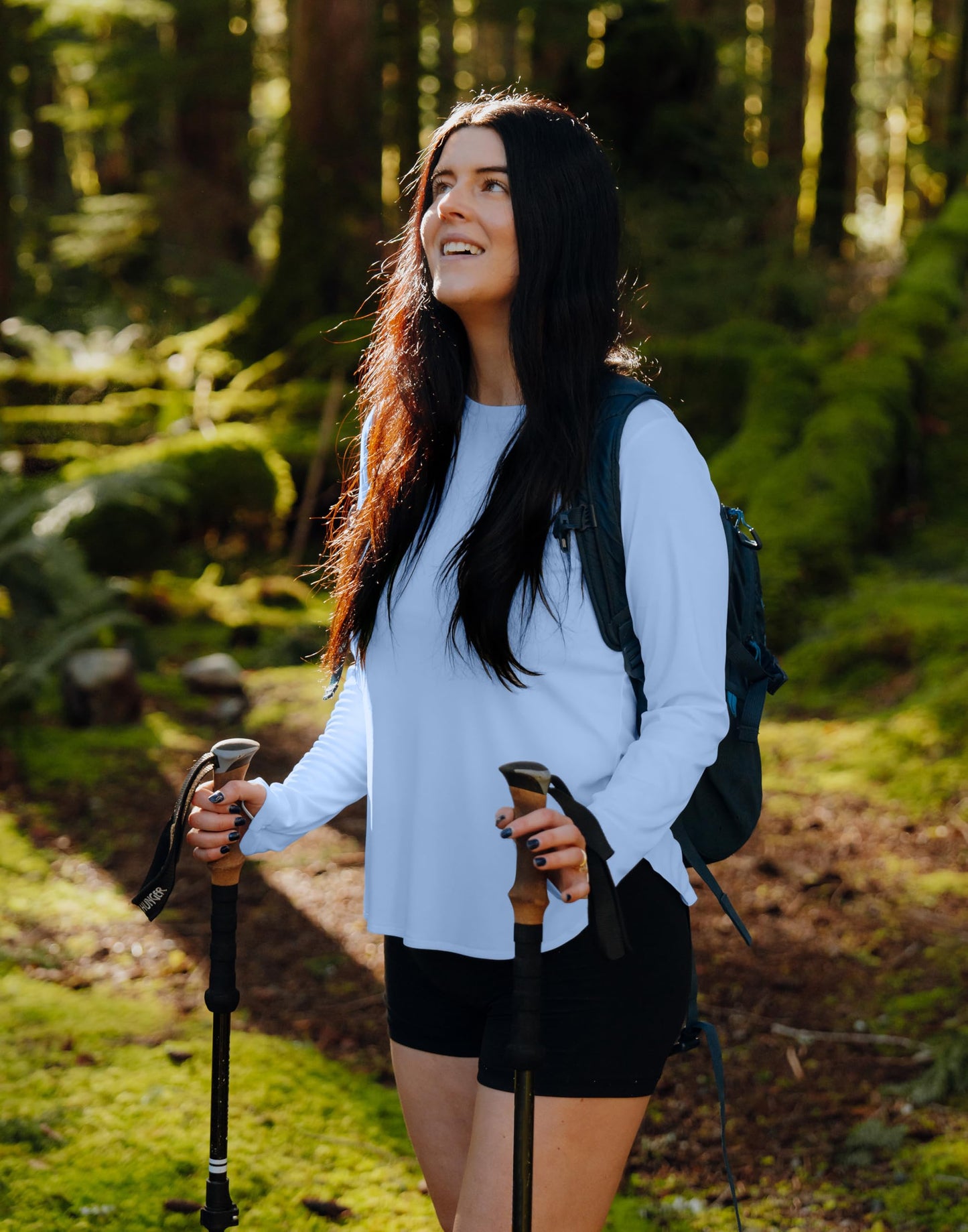 Women's Sun Shirts UPF 50+ Long Sleeve UV Protection Shirt Lightweight Quick Dry Workout Hiking Tops for Women(Haze Blue,XS)