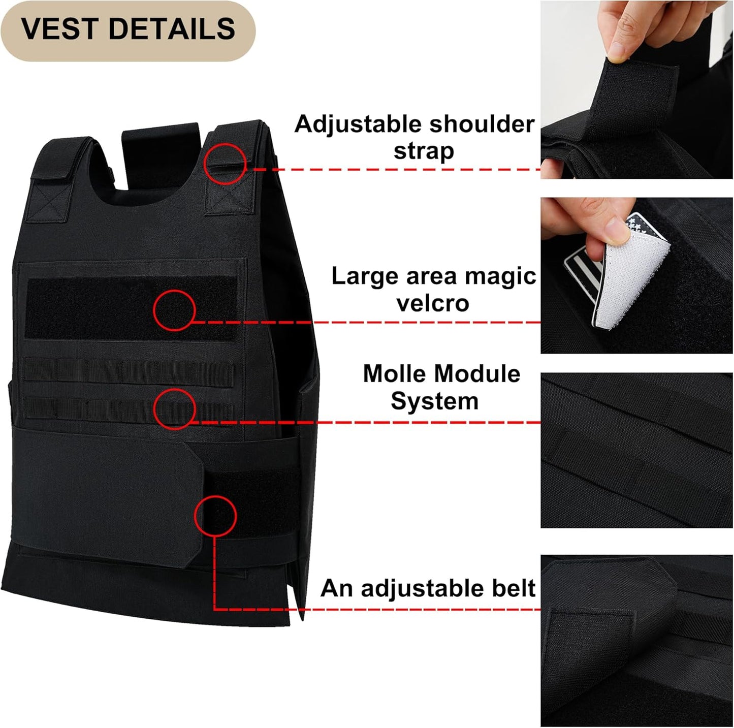 Tactical Vest for Men - Adjustable Lightweight MOLLE Design | Perfect for Outdoor Activities