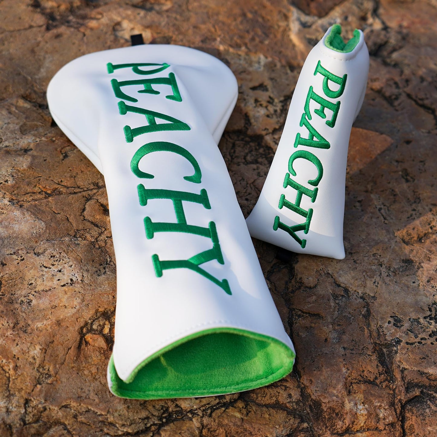 Tiki Totem Golf Club Covers Driver Head Covers for Golf Clubs, Big Teeth Hawaiian 460cc Wood Golf Head Covers, Driver Headcover Funny (Green Peachy)