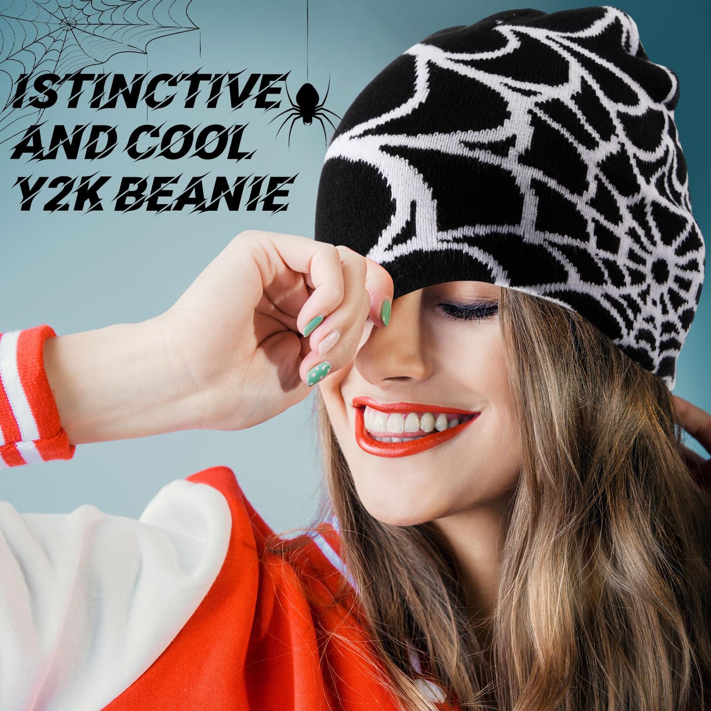 Ramede 4 Pcs Y2k Beanie - Double Sided Graphic Beanies for Men and Women, Acrylic Knitted Y2k Hats Accessories(Knitting,Diverse)