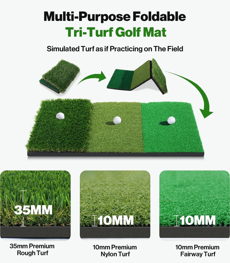 Golf Net: 10 x 7ft Golf Hitting Practice Nets for Backyard Driving, Indoor & Outdoor Chipping Swing Training Net with Mat, Targets & Balls, Ideal for Men Dad Husband Boys Golfers