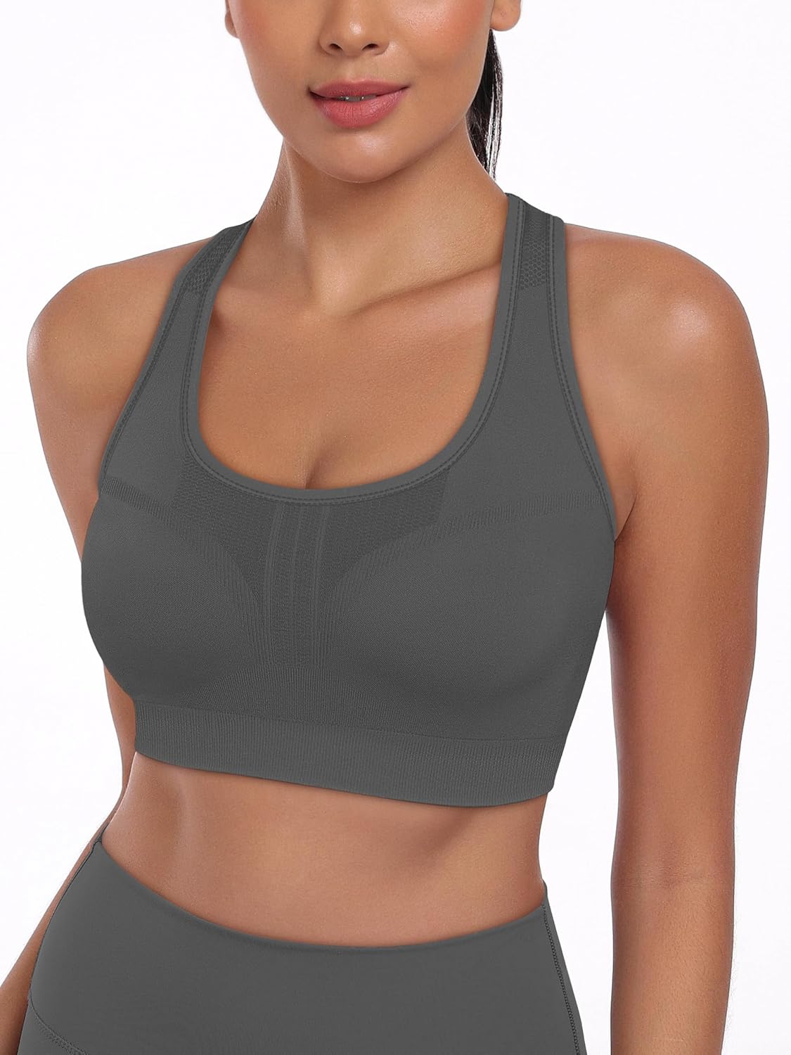 MIRITY 3-Pack High Impact Racerback Sports Bras for Women | Padded Wirefree Workout Bra for Gym & Yoga