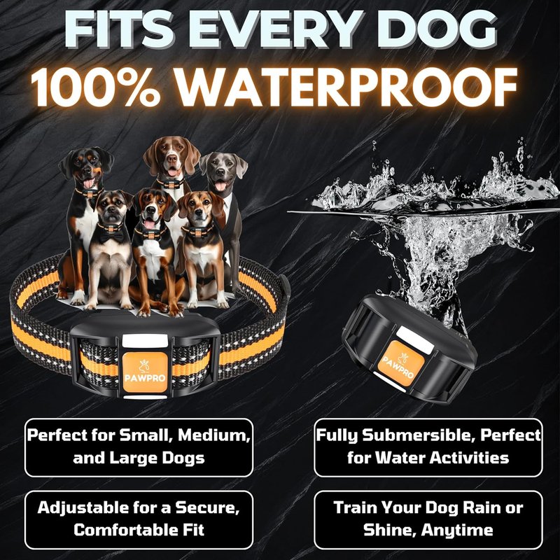 Dog Shock Collar - 4-Mile Remote Range, Waterproof & Rechargeable | 124 Training Levels, Night-Light Mode