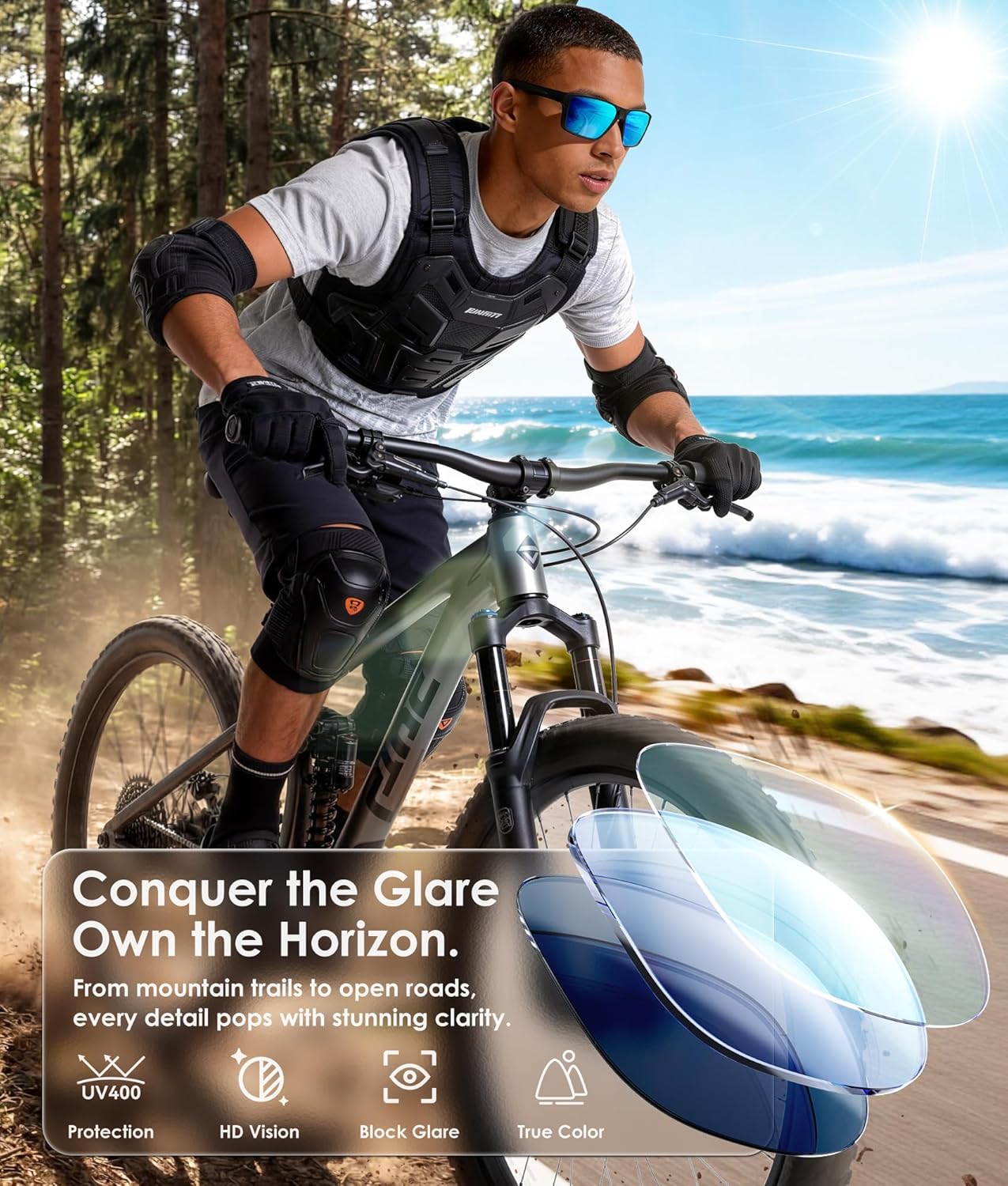 Polarized Sports Sunglasses for Men & Women - UV400 Protection for Driving, Running, Cycling